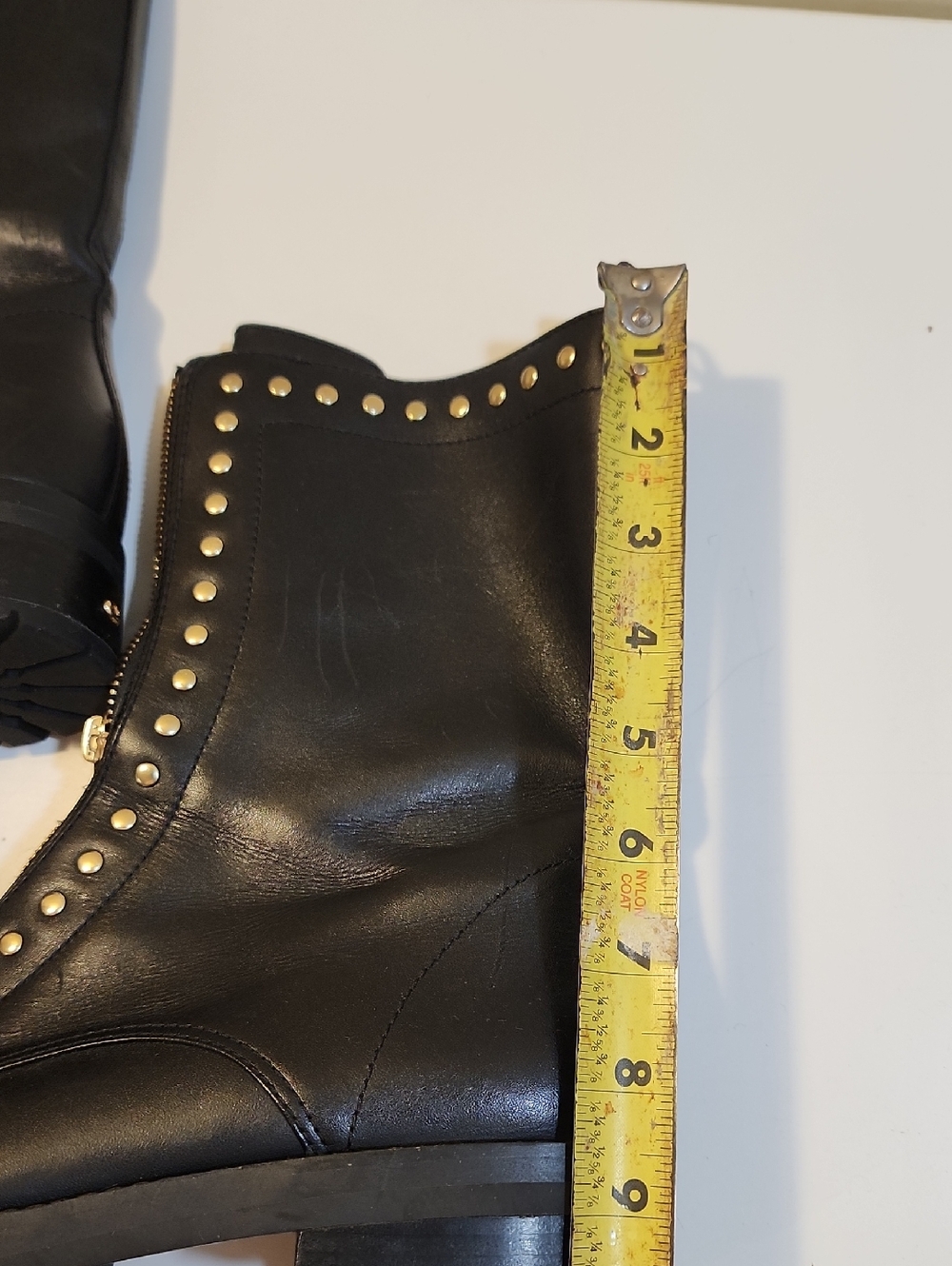 COACH Lara Black Leather Stud Zip Front Booties Sz 9B - Picture 9 of 12